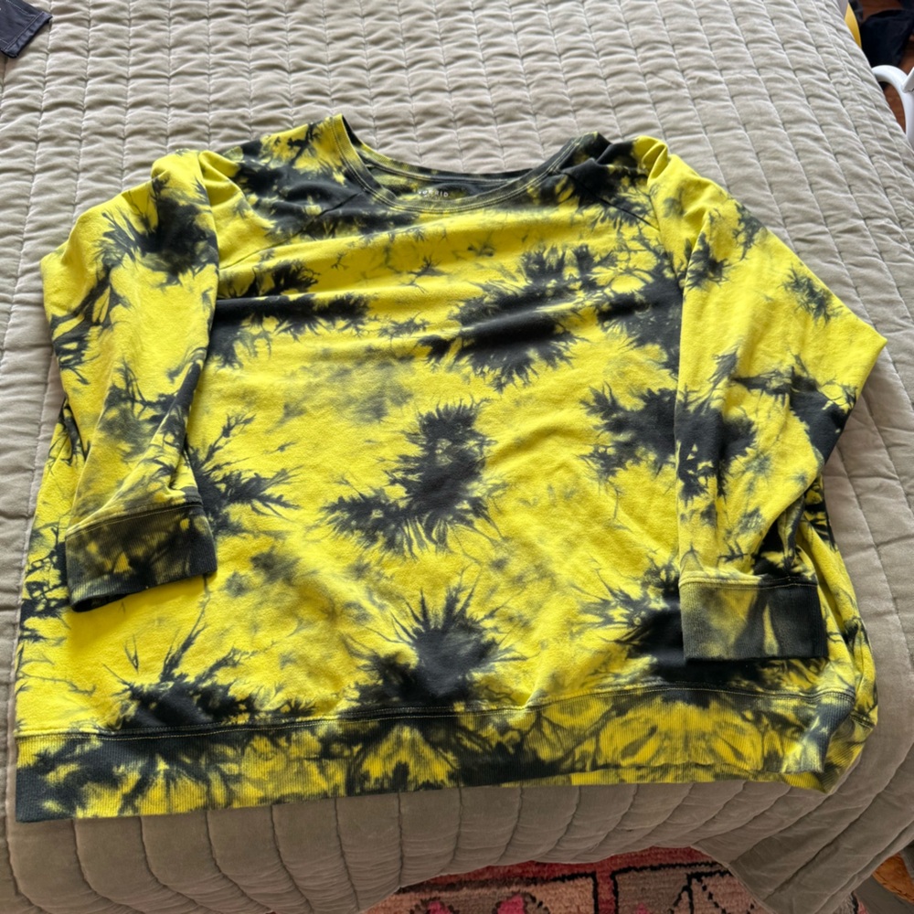 Torrid Black and Yellow Tie-Dye Top